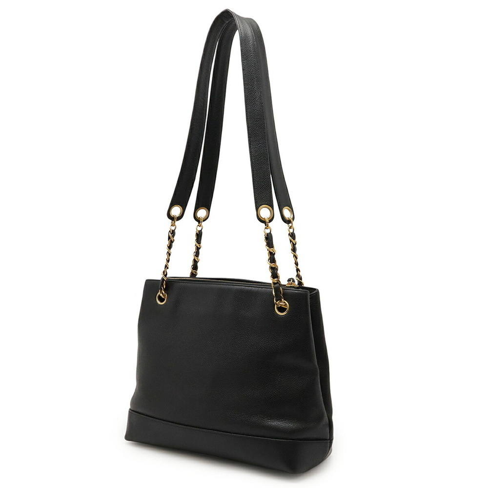 CHANEL Black Caviar Leather Logo Shoulder Bag - Picture 3 of 10